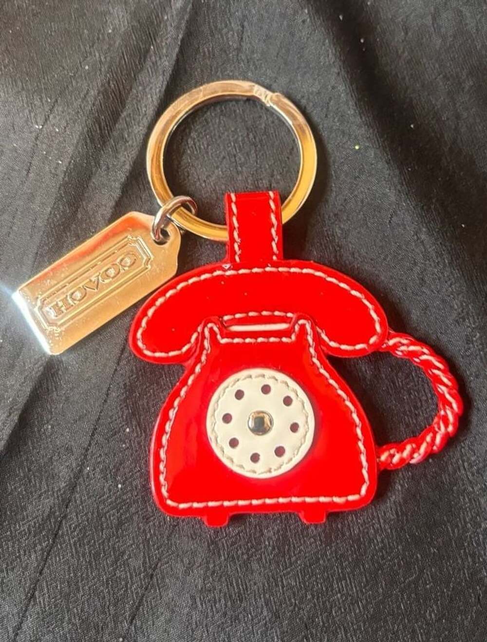 Coach Red Rotary Telephone Keychain Bag Charm